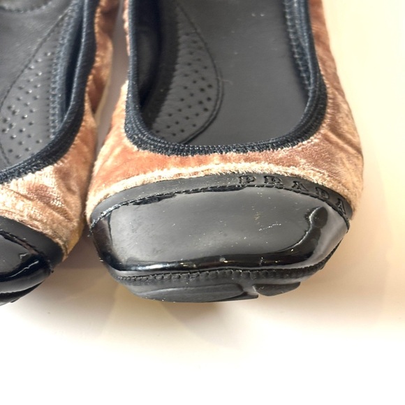 Prada Vintage Velvet & Patent Flats | Made in Italy Designer Shoes size 5 - Picture 2 of 11